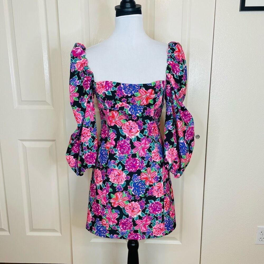 Zara Puff Sleeve Long Sleeve Floral Mini Dress Size Small - Picture 11 of 11